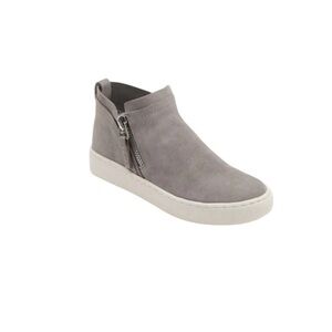 Dolce Vita Tone Gray Leather Suede Double Zipper Mid Top Sneakers 9.5